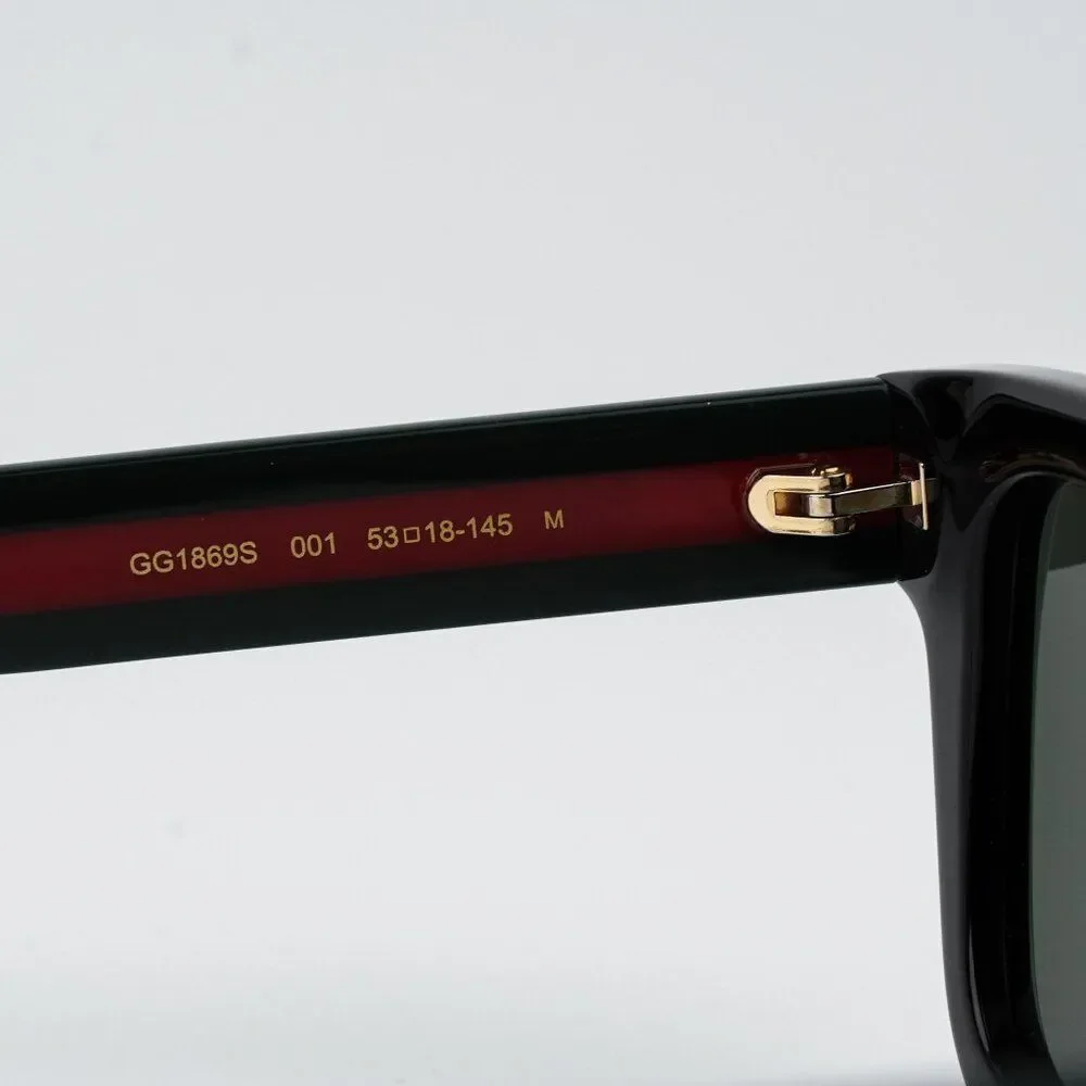Gucci Men Sunglasses Black Green Grey Square GG1869S 001 BRAND NEW